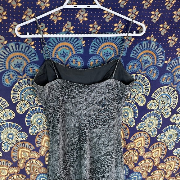 Snake print sparkly straight maxi dress with ruffled chest - Picture 7 of 12